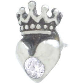 (4月)ジルコニア ハートクラウン シルバーピアス 誕生石