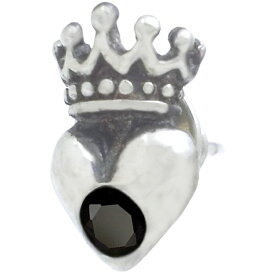 ブラックジルコニア ハートクラウン シルバーピアス