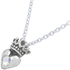 (6月)ブルームーンストーン ブラック ハートクラウン タイニー シルバーチャームネックレス 誕生石