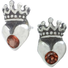 (1月)ガーネット ハートクラウン シルバーピアス(ペア) 誕生石