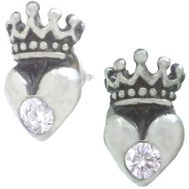 (4月)ジルコニア ハートクラウン シルバーピアス(ペア) 誕生石