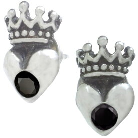 ブラックジルコニア ハートクラウン シルバーピアス(ペア)