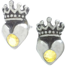イエロージルコニア ハートクラウン シルバーピアス(ペア)