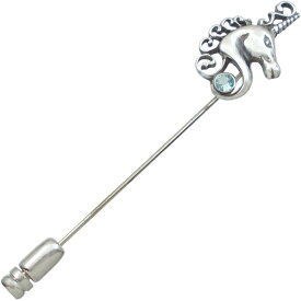 (11月)ブルートパーズ ユニコーン シルバーラペルピン 誕生石 一角獣 シルバー925 メンズ レディース アクセサリー
