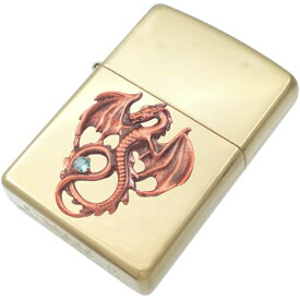 (11月)ブルートパーズ レッド フライング ドラゴン ブラスジッポ誕生石