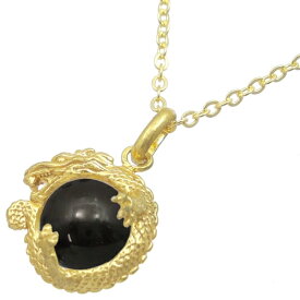 ブラック & ゴールド ドラゴン シルバーペンダントネックレス