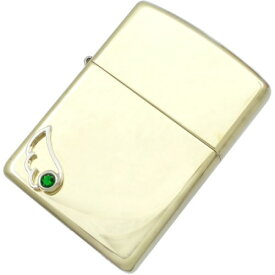 (5月)エメラルドグラス エンジェル フェザー ブラスジッポ 誕生石