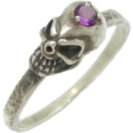 (2月)アメジスト スカル ヘッド シルバーリング（指輪） 誕生石