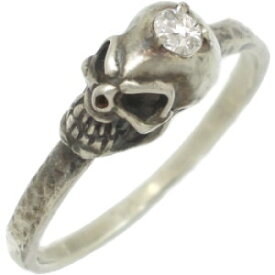 (4月)ジルコニア スカル ヘッド シルバーリング（指輪） 誕生石