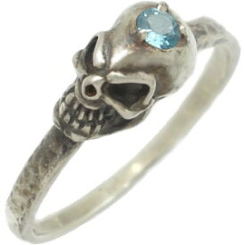 (11月)ブルートパーズ スカル ヘッド シルバーリング（指輪） 誕生石