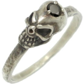 ブラックジルコニア スカル ヘッド シルバーリング（指輪） 誕生石