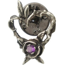 (2月)アメジスト アンティーク ハート ローズ リース シルバーピンバッジ ピンズ誕生石
