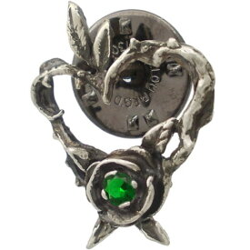 (5月)エメラルドグラス アンティーク ハート ローズ リース シルバーピンバッジ ピンズ 誕生石