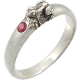 (7月)ルビー福迎カエル シルバーリング（指輪） 誕生石