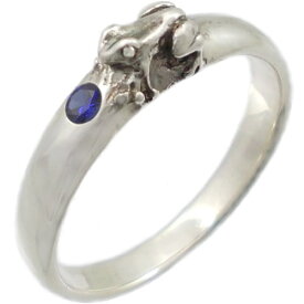 (9月)サファイア福迎カエル シルバーリング（指輪） 誕生石