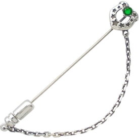(5月)エメラルドグラス ホースシュー チェーン シルバーラペルピン 誕生石