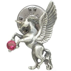 (7月)ルビー 有翼の ユニコーン シルバーピンバッジ ピンズ 誕生石