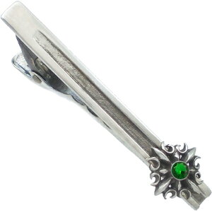 (5月)エメラルドグラス ゴシック クロス シルバー925ネクタイピン 誕生石