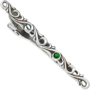 (5月)エメラルドグラス ブラック アラベスク シルバー925 ネクタイピン 誕生石
