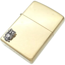 (6月)ブルームーンストーン ふくろう ブラスジッポ 誕生石