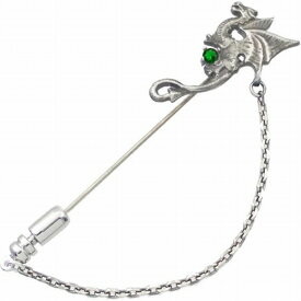 (5月)エメラルドグラス ユーロ ドラゴン チェーン シルバーラペルピン 誕生石