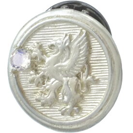 (6月)ブルームーンストーン ホワイト グリフォン メダル シルバーピンバッジ ピンズ 誕生石