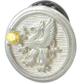 イエロージルコニア ホワイト グリフォン メダル シルバーピンバッジ ピンズ 金運 開運 誕生石