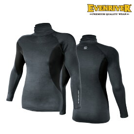 ★★EVEN RIVER GTV06 ヒートボディタートルネック メンズ ポリエステル他 ブラック M~5L 通気性もある極厚裏起毛 イーブンリバー 【メール便送料無料】【2026秋冬新商品】