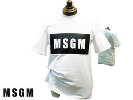 MSGM メンズ 半袖 Tシャツ BOXロゴ ホワイト 天竺 2019年夏モデル 今最も期待されるデザイナー”マッシモ・ジョルジェッティ”が手掛けるブランド あす楽対応 プレゼントに最適！！
