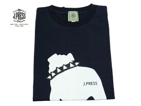 Jプレス J.PRESS(ジェイ・プレス) MEN バックブル Tシャツ 半袖 ネイビー 天竺 定番 2024年夏モデル Jプレス ブルドックモチーフ メンズ プレゼントに最適！！