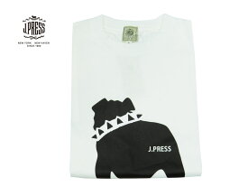 Jプレス J.PRESS(ジェイ・プレス) MEN バックブル Tシャツ 半袖 ホワイト 天竺 定番 2024年夏モデル Jプレス ブルドックモチーフ メンズ プレゼントに最適！！