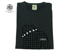 Jプレス J.PRESS(ジェイ・プレス) MEN ファブリック ワッペン ブルドック Tシャツ 半袖 グレー 天竺 定番 2024年夏モデル Jプレス バックブル モチーフ メンズ プレゼントに最適！！