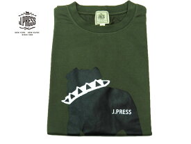 Jプレス J.PRESS(ジェイ・プレス) MEN バックブル Tシャツ 半袖 カーキ 天竺 定番 2024年夏モデル Jプレス ブルドックモチーフ メンズ プレゼントに最適！！