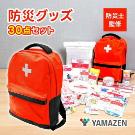 【P2倍】 防災グッズ 山善 非常用持ち出し袋 YBG-30R 防災セット 防災用 簡易避難セット 防災グッズ30点セット 一次避難向け 山善 台風 防災グッズ