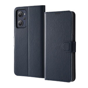 OPPO Reno9 A/Reno7 A用手帳型レザーケース シンプル マグネット ダークネイビー レイアウト RT-OPR9AELC1/DN