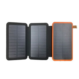 【P2倍】 ソーラーパネルx3 太陽光にあてて自動で充電! 10000mAh モバイルバッテリー HIDISC HD-S3MB10TABK