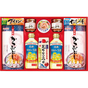 マルトモ バラエティギフト 日清キャノーラ油・北海道産ぶりほぐし・直火焼ソフトパック、昆布かつおつゆ・ライトツナフレーク ほか B1127538