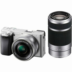 【最大250円OFF！～4/27 10時】 ソニー SONY ミラーレス一眼 α6400 ダブルズームレンズキット SELP1650 F3.5-5.6+SEL55210 F4.5-6.3 SEL55210 シルバー ILCE-6400Y S