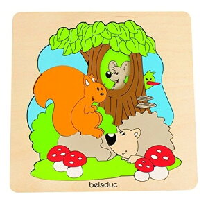 O Beleduc かくれんぼパズル(森のこかげ)B17510 ベルダック おもちゃ パズル 4歳 知育玩具 絵合わせ 木製 木のおもちゃ 玩具 木 男の子 女の子 室内遊び ギフト プレゼント 誕生日 お祝い 贈り