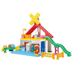 O BANDAI(バンダイ) BlockLabo パン工場とすべり台のおうちブロックバケツ アンパンマン ブロックバケツ 3歳 おもちゃ ブロック 公園 遊具 室内遊び ギフト プレゼント 誕生日 お祝い 贈り物 ブラ