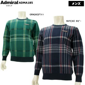 【2021年秋冬モデル】 Admiral Golf (アドミラルゴルフ) ビッグチェック クルーネックニット (メンズ) ADMA185 セーター 【大特価!お買い得!!】 【B-ONE】
