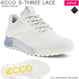 【2023年モデル】 ECCO エコー S-THREE LACE スパイクレスシューズ (レディスゴルフシューズ)　カラー：WHITE/DUSTY/BLUE/AIR 102963-60618 【B-ONE】