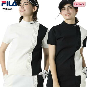 【バーゲン!30%OFF!!】【2024年秋冬モデル】FILA GOLF(フィラゴルフ)794-640 (794640) レディス半袖モックネック軽量ニット 撥水加工 ゴルフウェア シンプル ハイネック モノトーン【B-ONE-Y】