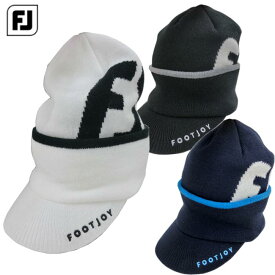 FOOT JOY(フットジョイ）ビッグロゴブリムビーニー FH24BBR-0,FH24BBR-1,FH24BBR-4N ブラック ホワイト ネイビー フリーサイズ ニット帽 つば付き【B-ONE】