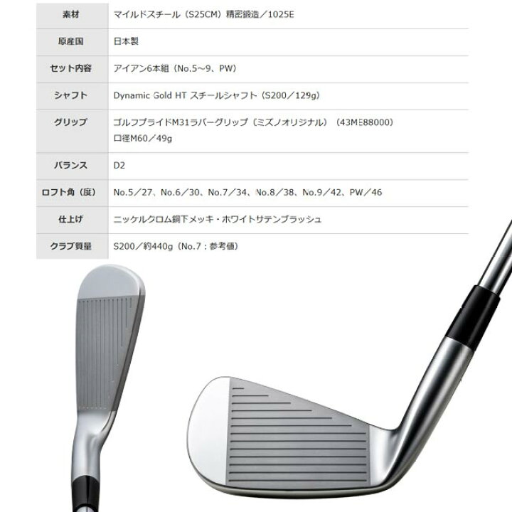 楽天市場】ミズノ Mizuno Pro S-1 アイアン 6本組(No.5～9、PW 
