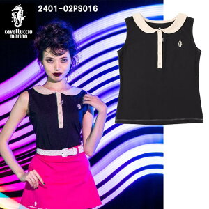 cavalluccio marino J@b` }[m Women Cotton Sleeveless Caviar&Mocha (Black) 2401-02PS016 fB[X X[uXVc (fBX) StEFA m[X[u JWA Job` }[m