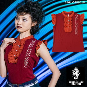 cavalluccio marino カヴァルッチョ マリーノ Women Sleeveless Polo Shirt Cherry Logo 2401-02PS015 レディース ポロシャツ (レディス) ゴルフウェア 半袖 かわいい フリル カバルッチョ マリーノ【B-ONE】