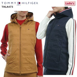 【バーゲン!30%OFF!!】 【2024年秋冬モデル】 TOMMY HILFIGER GOLF トミーヒルフィガーゴルフ ロゴ キルトパテッド ベスト(レディス)ゴルフウェア 女性 フルジップ キルティング ベスト フード付き