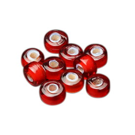 ホワイトハートビーズ 小玉 レッド（赤） 10個売りホワイトハーツビーズ/ブレスレット/ネックレス/ストラップ/ビーズアクセサリー/自作アクセサリー/ヴェネチア/ベネチア/ガラスビーズ/トレードビーズ/ハンドクラフト/ハンドメイド/パーツ/単品/材料/手芸