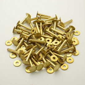 真鍮リベット（ブラスリベット）（Brass Rivet）#9×1インチ 50セット【真鍮製リベット/ワッシャーリベット/レザークラフト/革/かしめる/カシメ/金具/手芸/ハンドメイド/リベットセッター/エンドカッティングニッパー】